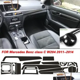 Автомобильные наклейки для Benz C Class W204 20112014, внутренняя центральная панель управления, дверная ручка, 3D 5D наклейки из углеродного волокна Styling4339O Drop Del Dhdqs