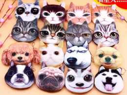 3d Cat Dog Face Plush Coin Purse Pouch Söt valp Pug Head Dragkedja Stängning Plånbok Cartoon Animal Bag Pendants Charm ZZ