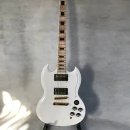 Köpare rekommenderar !! Vit SG Anpassad två pickup Electric Guitar Maple Fingerboard Gratis frakt