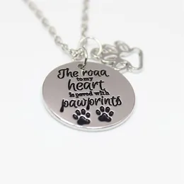 12pcs THE road to my heart is paved with pawprints DOG paw print Charms Pendant Necklace For Dog LOVER jewelry gift242d