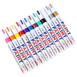 6 PCS Renkli Kalıcı Boya İşaretçisi Su geçirmez Beyaz İşaretçiler Lastik Tread Kauçuk Kumaş Metal 12 Renk Pens 231220