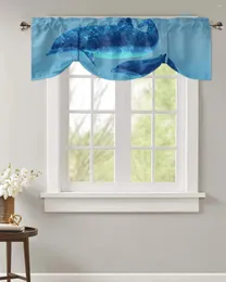 Cortina marinha golfinho coral pequena haste bolso cortinas curtas decoração para casa divisória porta do armário janela