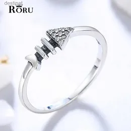 Solitaire Ring S925 Sterling Silver Rings Fish Bones Minimalist Designer Zircon Stone Jewelry for Women 2021 Gifts for Women Girl Friend Motherl231220