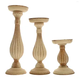 Candle Holders Farmhouse Pillar Holder White Decorations For Home Retro Style Candlestick