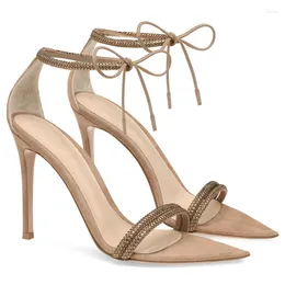 サンダルレースアップラインストーン女性靴デザインザパトスムージェル販売chaussure femmeスタイルのポンプセクシーなハイヒール
