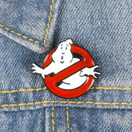 Spilla smaltata Ghostbusters Spilla di jeans fantasma bianco Segnale di divieto rosso Distintivo da bavero Umorismo interessante Gioielli divertenti BJ