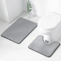 Tappetini da bagno 2 pezzi WC a forma di U acqua assorbente tappetino antiscivolo pavimento doccia zerbino antiscivolo tappeto lavabile ad asciugatura rapida