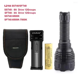 مشاعل المصابيح المشاعل قافلة L21A مع Luminus SST40 SFT40 LED قوي 6500K LANTERNA 2300LM LINTERNA TORCH TORCH FIRISH