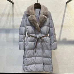 2023 Styles Fashion Long Down Down Coats Goose Women Luxury Mink Fur Lady Switch Jacket 231220