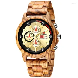 Wristwatches Men's Wood Watches Luxury Luminous Multi-function Wooden Watch Quartz Retro Men Fashion Sport Timepieces Relogio