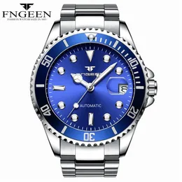 Other Watches 2023 Luxury Brand Men Watch Steel Skeleton Mechanical Luminous Automatic Date Diamond FNGEEN 9001 Wristwatch 231219