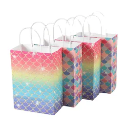 Fish Scale Party Theme Present Bag Cartoon Color Kraft Paper Bag