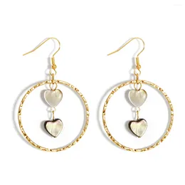 Pendientes colgantes Vsy Trends Hoop Chunky Double Heart para mujer Personalidad Moda Accesorios lindos de verano Joyería de fiesta Regalo de cumpleaños