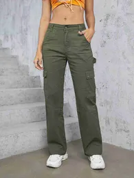Kadın Pantolon Capris Vintage Estetik Kargo Pantolon Kadın Moda 90S Kıyafetler Tüm Sezon Günlük Belli Düz Pantolon Ucuz ve Ücretsiz Gönderiml23116
