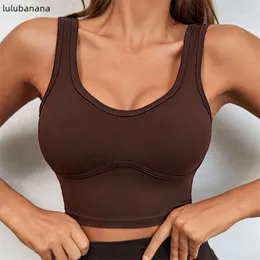 LU align Vest Lu Yoga Sexy Deep U Neck Sports Pat Bated Running Bras Women Naked Feeling تجمع Longline Bra Workout Pitness Gym Tops Lemon تمرينات GRY LL