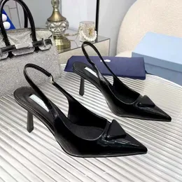 Designer feminino sandálias de salto alto verão nova moda chinelos de couro sexy pontudo stiletto sapatos de festa sapatos de grife 7.5cm saltos com caixa