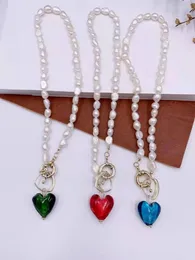 Chains S925 Sterling Silver Women Vintage Natural Pearl Necklace Blue Love Geometric Baroque Female Jewelry