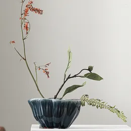 Flores decorativas cerâmica vaso de flores de lótus arte vasos para pequeno pod casa livro decoração moderna mesa bolha seca desktop