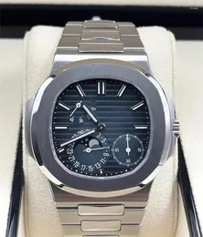 Relógios elegantes do relógio elegante 5712 Luxo All Aço Gradiente de Aço Dial Calendário R Fases de Energia Exibir Relógio Mecânico