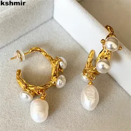 Dangle Chandelier kshmir French Vintage Baroque Fresh Water Pearl Earrings for Women Fashion Elegant Metal Jewelry Gifts 2023 231219