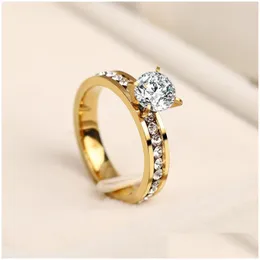 Paarringe Cacana 316L Edelstahlringkristallringe für Frauen Kreis CZ Fashion Engagement Schmuck Geschenke Großhandel NO R58 2207 DHPVN