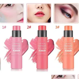 Blush Blush 3 colori Doppia testa Minerale - Stick con testa Impermeabile Contorno viso Miscelazione Fard Strumento per trucco pesca a lunga durata Drop De Dh9Qc