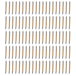 100 pezzi lotto penna a sfera in bambù stilo contatto materiale scolastico per ufficio penne regali per scrittura 231220