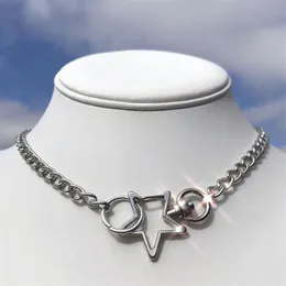 Chokers Harajuku Schlüsselbein Kette Halskette Metall Pentagramm Anhänger Für Frauen Vintage Punk Choker Modeschmuck Geschenke274H