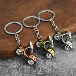 Keychains Lanyards Creative Mountain Motorcycle Keychain Wheels Can Rotate Metal Key Ring For Men Car Key Holder 3D Crafts Key Accessories Gifts Q231219