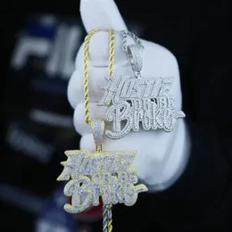 Iced Out Bling Men Necklace Jewelry Micro Pave 5a Cz Gold Color Rock Punk Hip Hop Letter Hustle eller Be Brooke Pendant Neckraces218L
