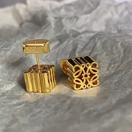 Varumärke geometriska guldstoppörhängen pläterade 18k guld lyxörhängen designer för kvinnor bröllop smycken chirstmas perfekt gåva
