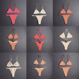 Kadınlar Jacquard Mayo Sezonları Nefes Alabilir Sütyen İşleri Seksi Mektuplar Tasarımcı Mayo Kişilik Zinciri Bikini Kısa İç Çamaşır