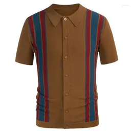 Herr t-skjortor t-shirt mode export stickad lapptäcke kontrast färg affärspolo skjorta män