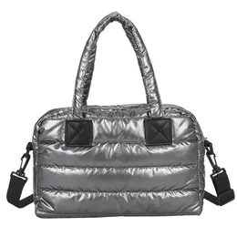 Sacos de noite Caiaques Vento Marea Espaço Acolchoado Mulheres Ombro Bolsa Para Inverno Designer Nylon Algodão Quente Crossbody Preto Satchels Bolsa Bolsas 231219