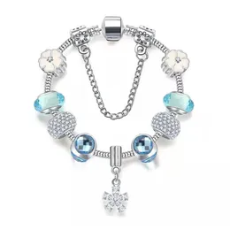 16 a 21 cm luz azul cristal charme pulseira oriental cereja encantos contas caber pulseira cobra corrente diy acessórios jóias como valent206f