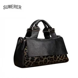 Bolsas de noche SUWERER Mujeres Bolso de cuero genuino Moda Cuero de vaca Leopardo Piel suave Bolsos de mujer Tote de alta calidad 231219