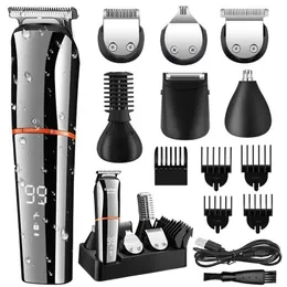 Kemei original display digital tudo em um aparador de cabelo para homens sobrancelha barba elétrica clipper aliciamento kit corte de cabelo 231220