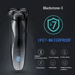 Razors Bıçakları Enchen Blackstone 3D Elektrikli Tıraş Ticaret Erkekler için Ipx7 Su Geçirmez Islak Kuru Çift Kullanım LCD Ekran Yüz Sakal Tıraş 231219