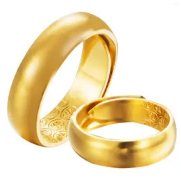 Anéis de cluster Nareyo areia ouro casal anel banhado a latão com abertura masculina superfície lisa gravada sorte e mulheres