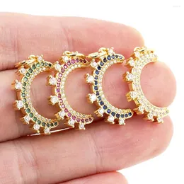 Colares pendentes luxuosos coloridos lunar ouro banhado cz cúbico zirconia meio círculo jóias de moda crescente para mulheres acessórios de colar