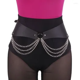 Cinture Cintura da donna con catena in vita in lega e pelle PU punk gotico regolabile