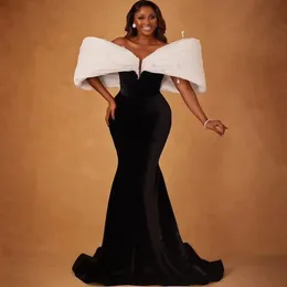 2024 Aso Ebi Preto Sereia Vestido de Baile Frisado Cetim Sexy Noite Formal Festa Segunda Recepção Aniversário Vestidos de Noivado Vestidos Robe De Soiree ZJ368