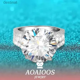 Solitaire Ring Aoaios 10ct D Color Ringed Moissanite Ring for Women 14mm Stone Farkling Lab Diamond Silver Silver S925 Wedding Band GRAL231220