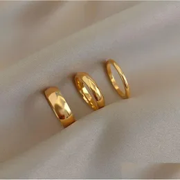 Bandringe, Bandringe, anlaufgeschützt, 2 mm, 4 mm, 6 mm, Edelstahl, 18 Karat vergoldet, Sier-Farbe, Knuckle für Damen, minimalistischer Drop-Liefer-Schmuck Dhvbb