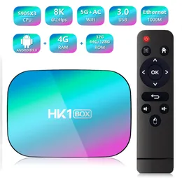 Wi -Fi+BT 듀얼 채널 HK1 Amlogic S905X3 TV Box Android 9.0 스마트 1000m 8K 128G ROM 쿼드 코어 4G RAM 64G DHL에 의한 선박