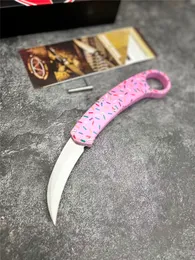 Micro Tech Exklusives Dessert Warrior OTF Donut Pink Karambits Messer 2,952" 440C Stahlklinge, T6 Aluminiumgriff, Outdoor Camping Wandern Taktische Selbstverteidigung EDC-Werkzeuge