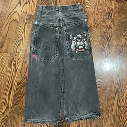 Männer Jeans JNCO Y2K Hip Hop Retro Grafik Gestickte Baggy Schwarze Hosen Männer Frauen Harajuku Gothic Paar Casual Denim Hosen