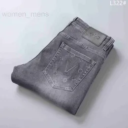 Jeans masculinos designer 2023 homens mulheres calça emboss letras denim jeans zíper hems bolso primavera verão calças casuais cinza 29-42 bsqa