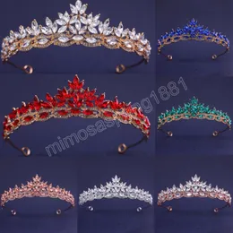 7 ألوان Crystal Tiara Crown for Women Girls Elegant Bridal Princess Queen Hair Wedder Hair Assories Party Jewelry Experiory