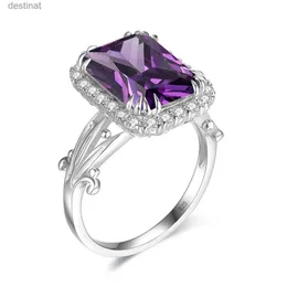 Solitaire Ring Szjinao Amethyst Stone Woman Ring Silver 925 Jóias Trendência Party Birthday Gift Handmade Ring Elegant Woman 2022 Newl231220